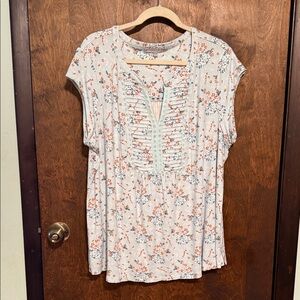 Daniel Rainn spa blue Floral Blouse